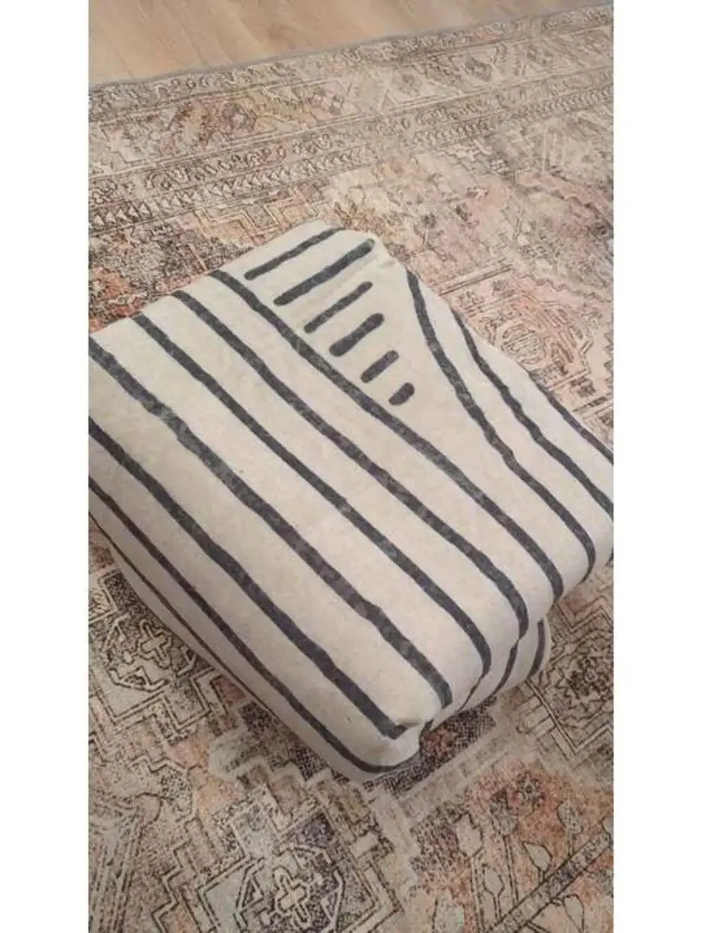 Area Rug 6x9 Ft Abstract Lines NonSlip Comfort Floor Washable Modern grey ivory